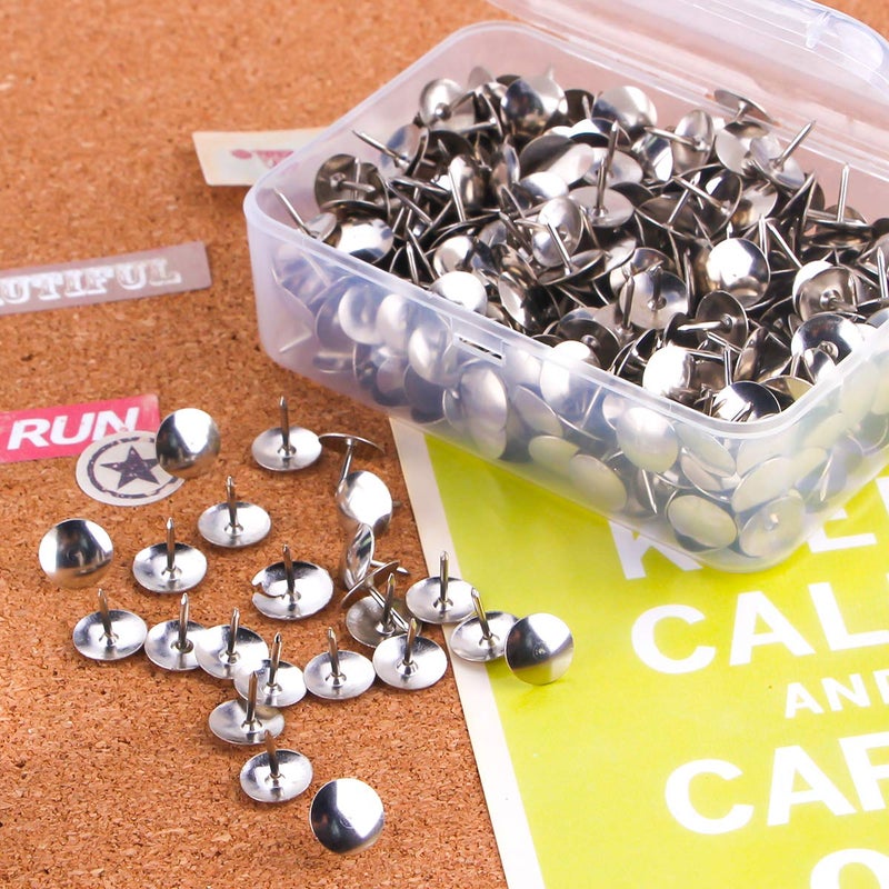 Yalis Thumb Tacks 500-count, 3/8-inch Steel Roundness Push Pins Office Tacks for Corkboard (Silver) - Image 3